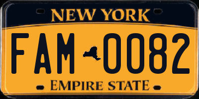NY license plate FAM0082
