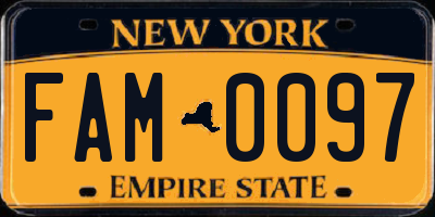 NY license plate FAM0097