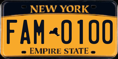 NY license plate FAM0100
