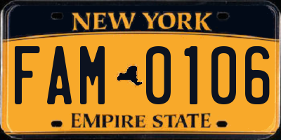 NY license plate FAM0106