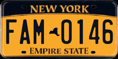 NY license plate FAM0146