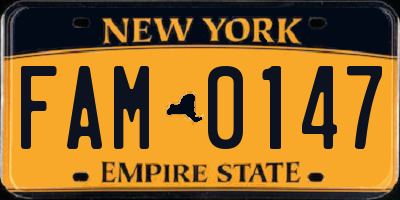 NY license plate FAM0147