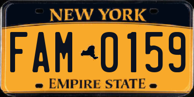 NY license plate FAM0159