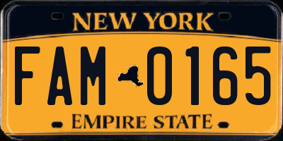 NY license plate FAM0165