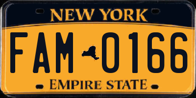 NY license plate FAM0166