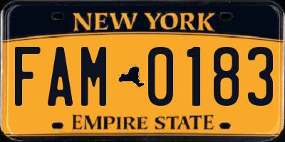 NY license plate FAM0183