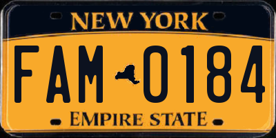 NY license plate FAM0184