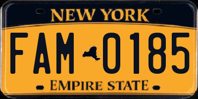 NY license plate FAM0185