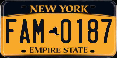 NY license plate FAM0187
