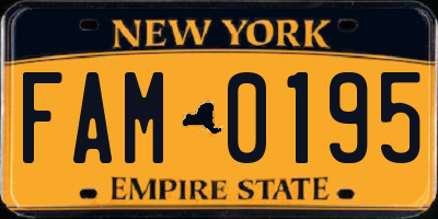 NY license plate FAM0195