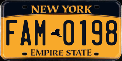 NY license plate FAM0198