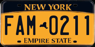 NY license plate FAM0211