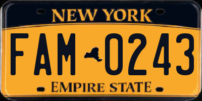 NY license plate FAM0243