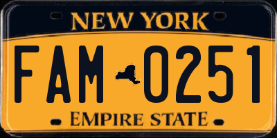 NY license plate FAM0251