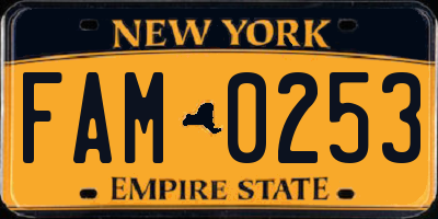 NY license plate FAM0253