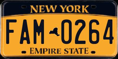 NY license plate FAM0264