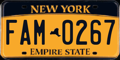 NY license plate FAM0267