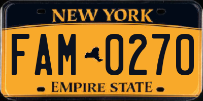 NY license plate FAM0270