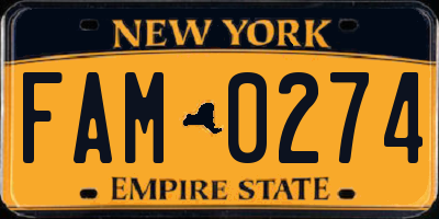 NY license plate FAM0274