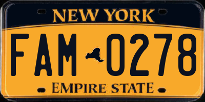 NY license plate FAM0278