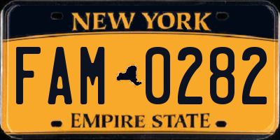 NY license plate FAM0282