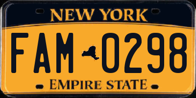 NY license plate FAM0298