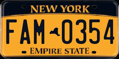 NY license plate FAM0354