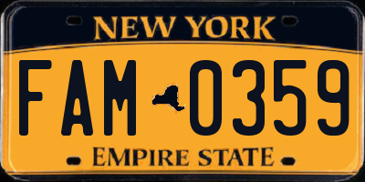 NY license plate FAM0359