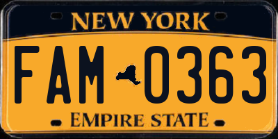 NY license plate FAM0363