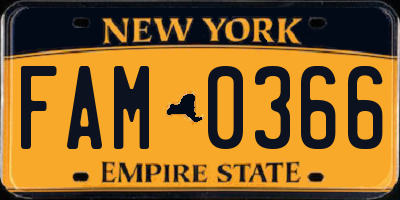 NY license plate FAM0366