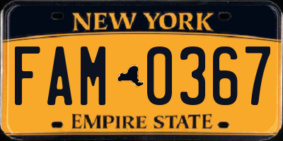 NY license plate FAM0367