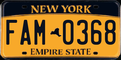 NY license plate FAM0368