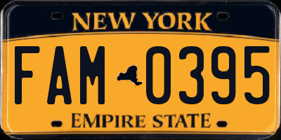 NY license plate FAM0395