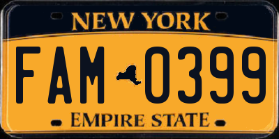 NY license plate FAM0399