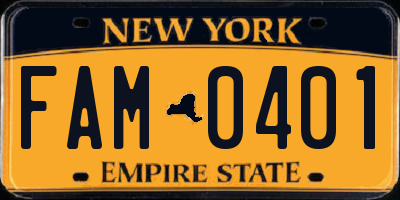 NY license plate FAM0401
