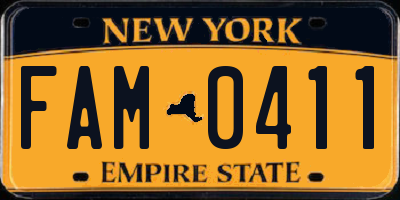 NY license plate FAM0411