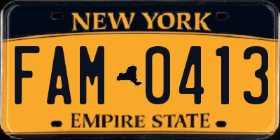 NY license plate FAM0413