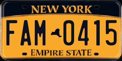 NY license plate FAM0415