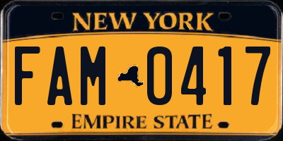 NY license plate FAM0417