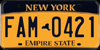 NY license plate FAM0421