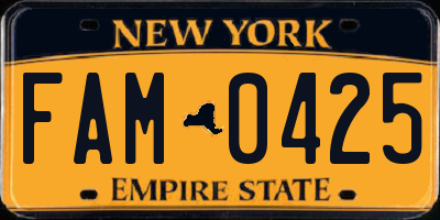 NY license plate FAM0425