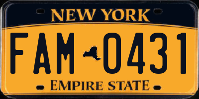 NY license plate FAM0431
