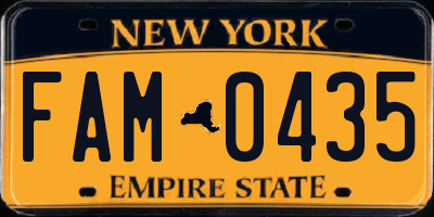 NY license plate FAM0435