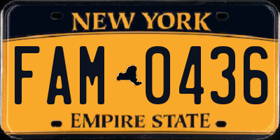 NY license plate FAM0436