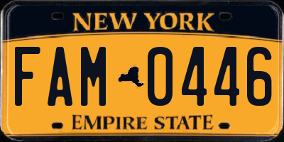 NY license plate FAM0446
