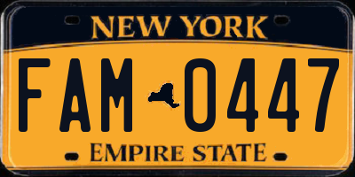 NY license plate FAM0447