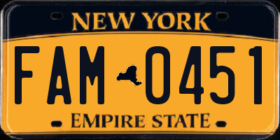 NY license plate FAM0451