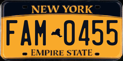 NY license plate FAM0455