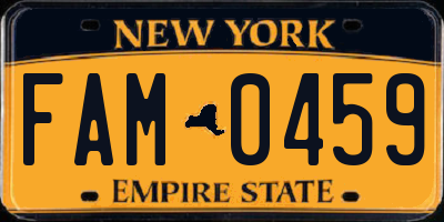 NY license plate FAM0459