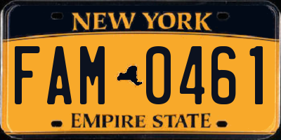 NY license plate FAM0461